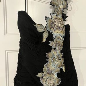 Jovani One Shoulder Chiffon Gown. Size 16